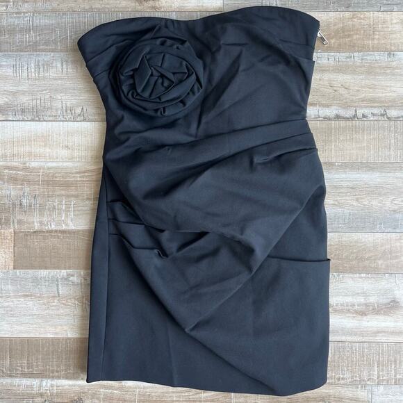 Misha Mercedes Flower Mini Black Dress M - Picture 2 of 7